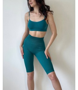 Бесшовный женский комплект Cami Top + Tracks RIB (Harbor blue)